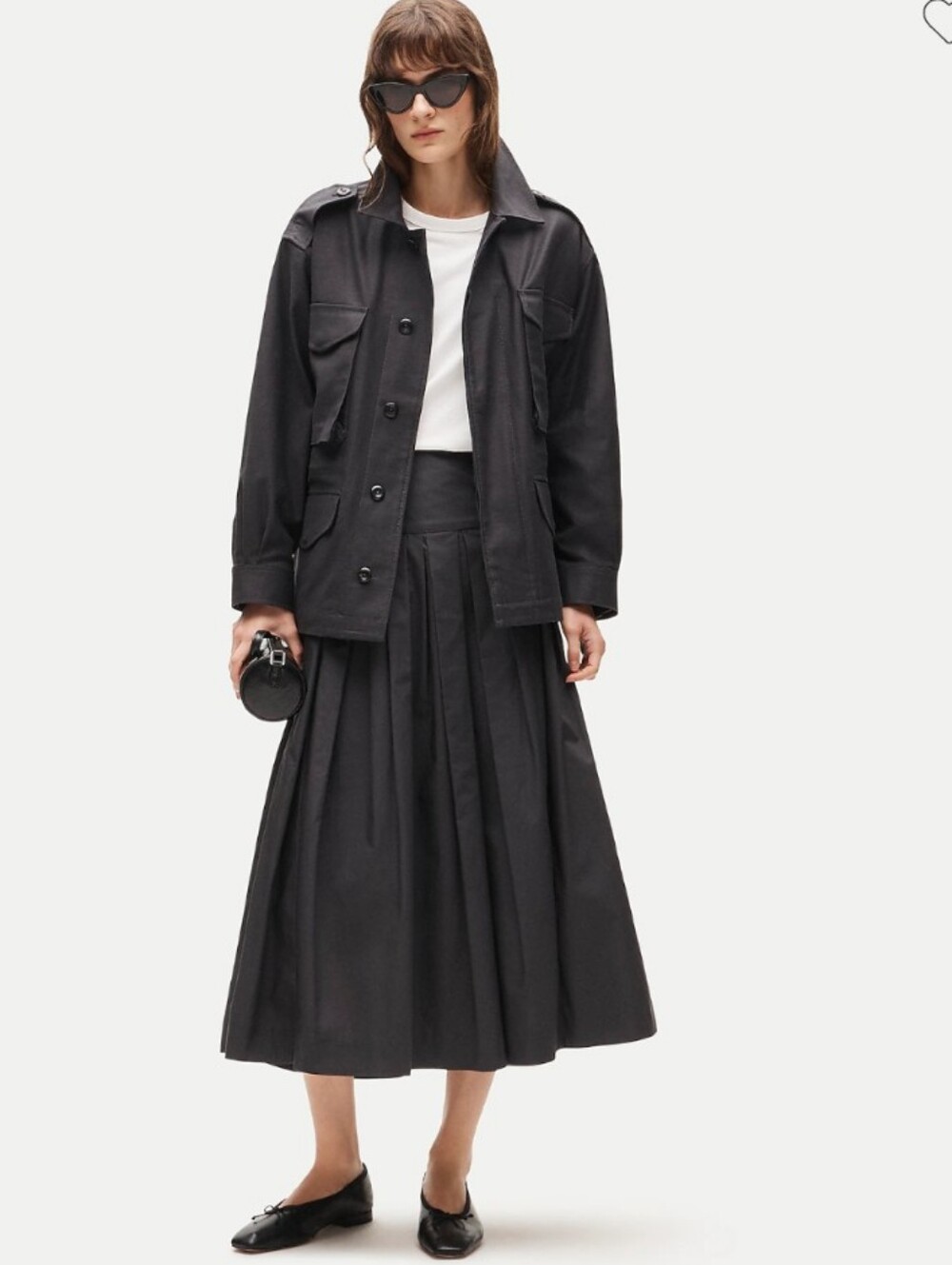 J. Crew Black Pleated Maxi Skirt